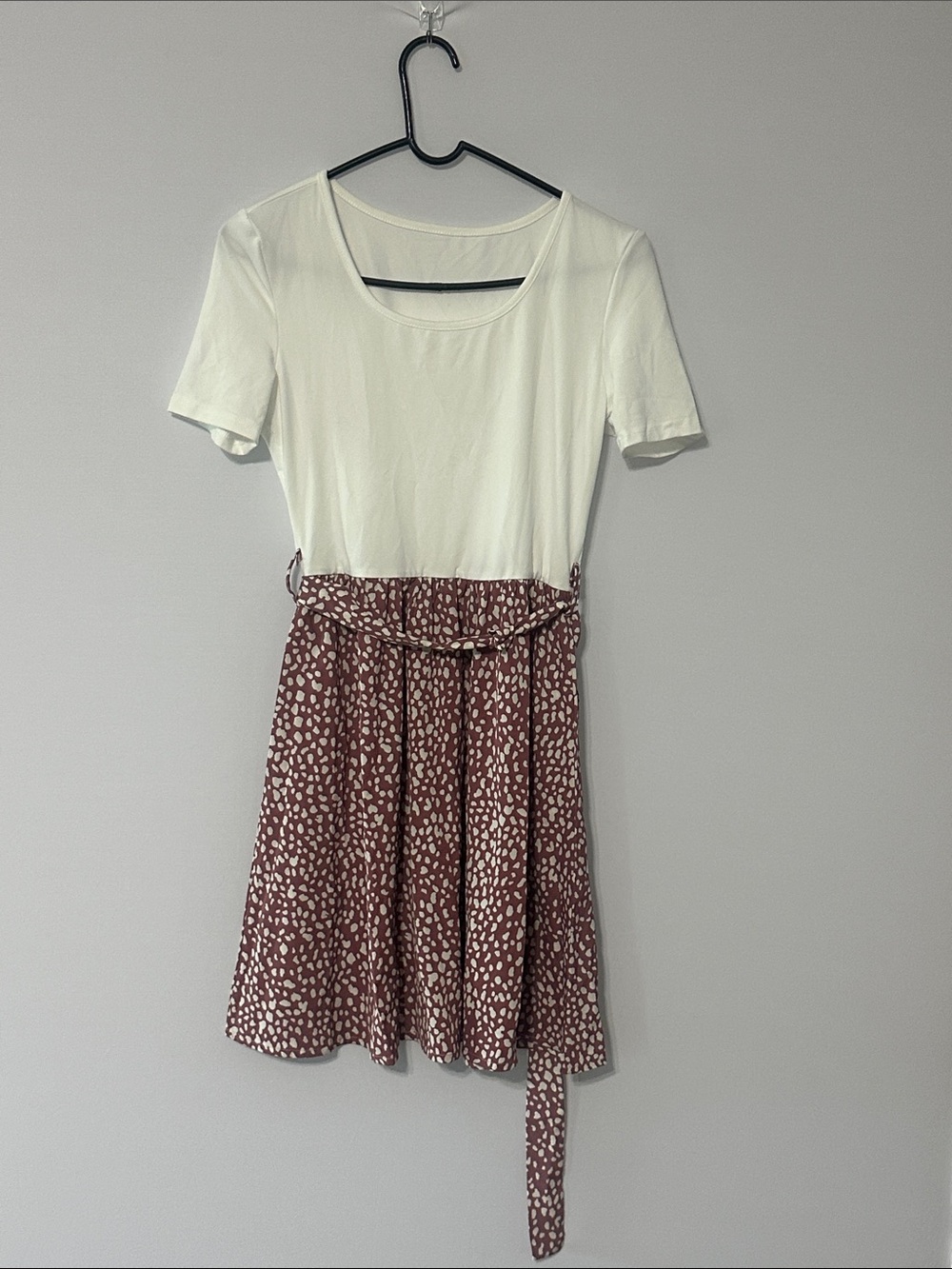Women's Ivory Top with Mauve Printed Skirt Dress